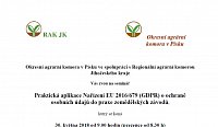Praktická aplikace Nařízení EU 2016/679 (GDPR) o ochraně osobních údajů do praxe zemědělských závodů